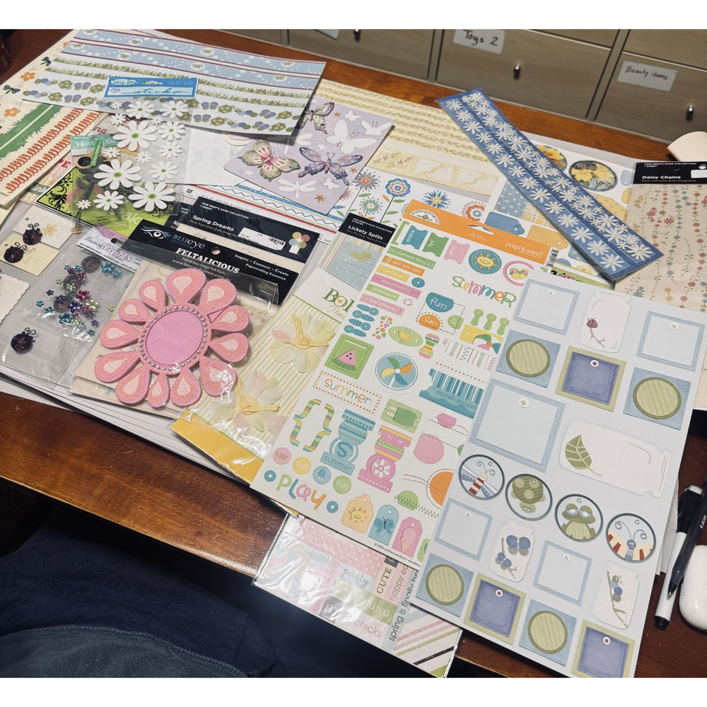 Scrapbook Lot Flowers Spring Scrapbooking Crafts Stickers Borders Embellishments